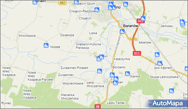 mapa Grębanin, Grębanin na mapie Targeo