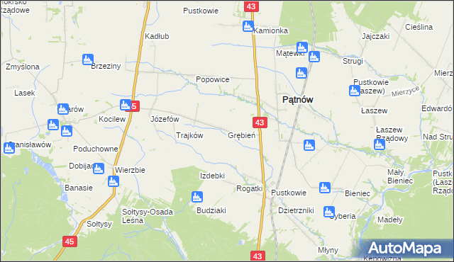 mapa Grębień, Grębień na mapie Targeo