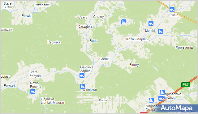 mapa Grębki, Grębki na mapie Targeo