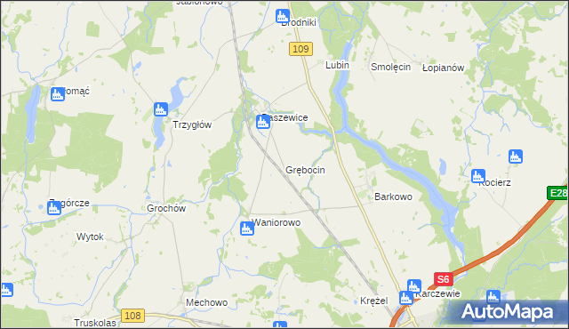 mapa Grębocin gmina Gryfice, Grębocin gmina Gryfice na mapie Targeo