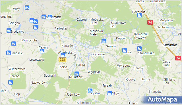 mapa Grębosze, Grębosze na mapie Targeo