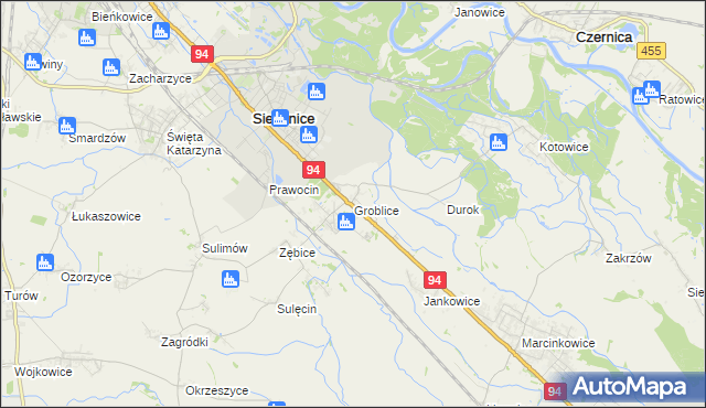 mapa Groblice, Groblice na mapie Targeo