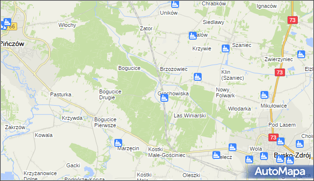 mapa Grochowiska gmina Pińczów, Grochowiska gmina Pińczów na mapie Targeo