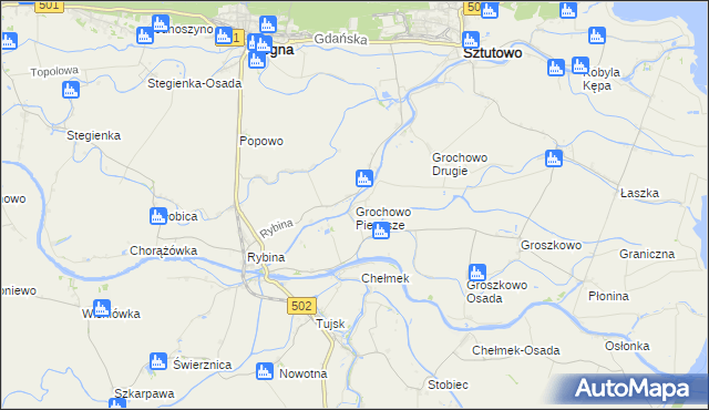 mapa Grochowo Pierwsze, Grochowo Pierwsze na mapie Targeo