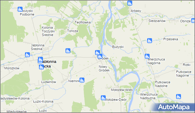 mapa Gródek gmina Jabłonna Lacka, Gródek gmina Jabłonna Lacka na mapie Targeo