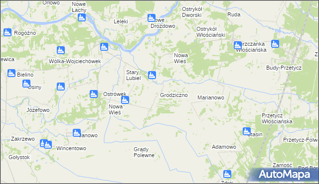 mapa Grodziczno gmina Rząśnik, Grodziczno gmina Rząśnik na mapie Targeo