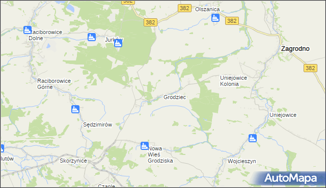 mapa Grodziec gmina Zagrodno, Grodziec gmina Zagrodno na mapie Targeo