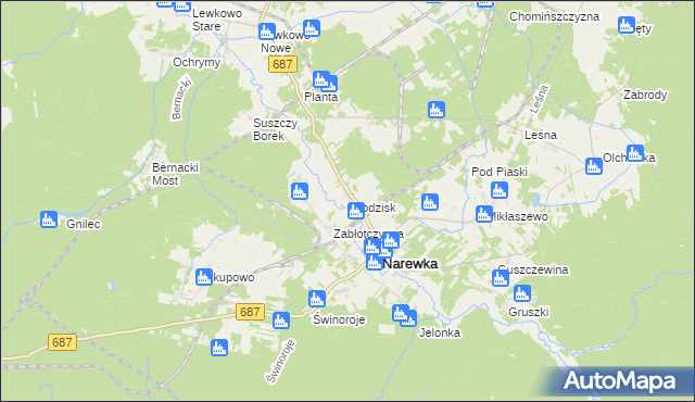 mapa Grodzisk gmina Narewka, Grodzisk gmina Narewka na mapie Targeo