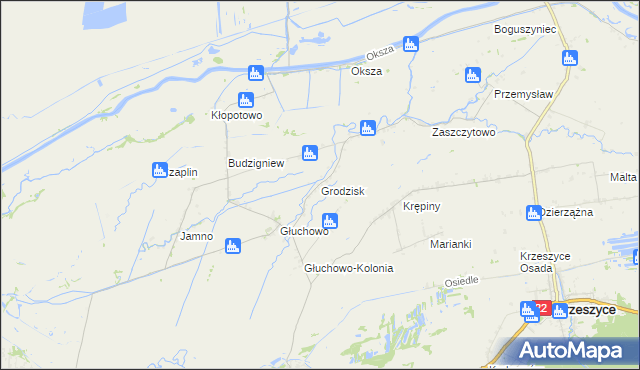 mapa Grodzisk gmina Słońsk, Grodzisk gmina Słońsk na mapie Targeo