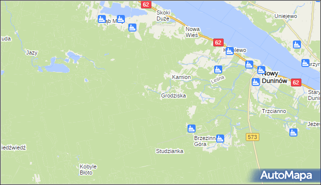 mapa Grodziska gmina Nowy Duninów, Grodziska gmina Nowy Duninów na mapie Targeo