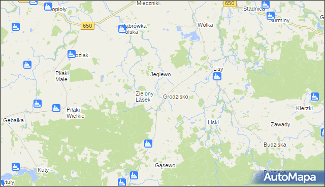 mapa Grodzisko gmina Banie Mazurskie, Grodzisko gmina Banie Mazurskie na mapie Targeo