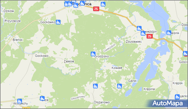 mapa Grodzisko gmina Rzeczenica, Grodzisko gmina Rzeczenica na mapie Targeo