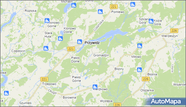 mapa Gromadzin gmina Przywidz, Gromadzin gmina Przywidz na mapie Targeo