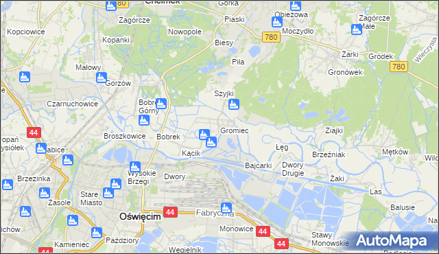 mapa Gromiec, Gromiec na mapie Targeo