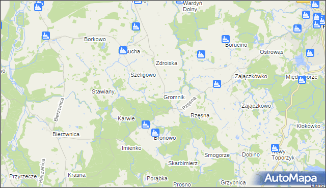 mapa Gromnik gmina Połczyn-Zdrój, Gromnik gmina Połczyn-Zdrój na mapie Targeo