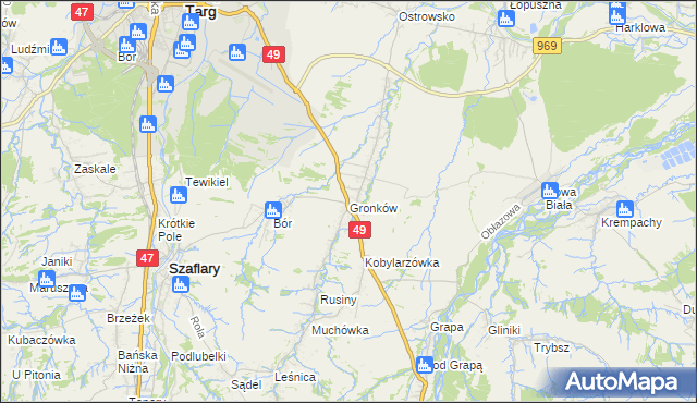 mapa Gronków, Gronków na mapie Targeo