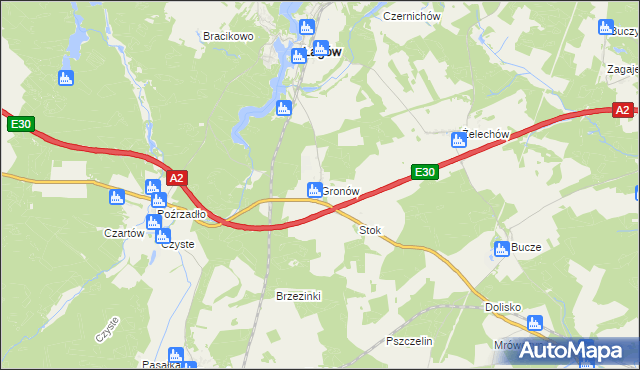 mapa Gronów gmina Łagów, Gronów gmina Łagów na mapie Targeo