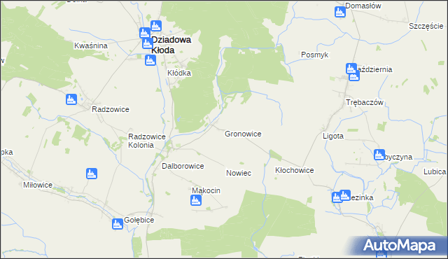 mapa Gronowice gmina Dziadowa Kłoda, Gronowice gmina Dziadowa Kłoda na mapie Targeo