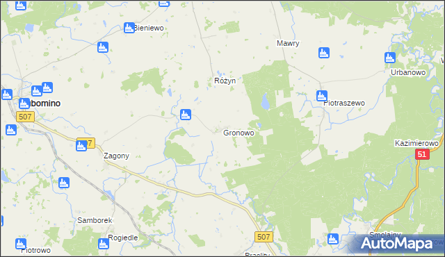 mapa Gronowo gmina Lubomino, Gronowo gmina Lubomino na mapie Targeo