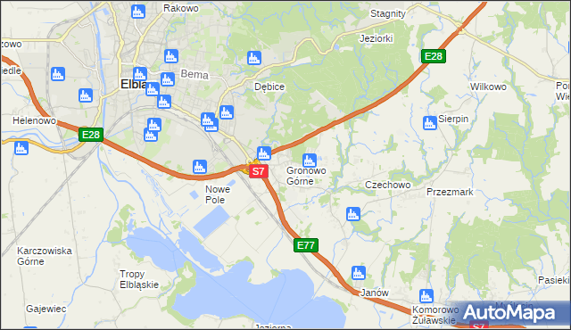 mapa Gronowo Górne, Gronowo Górne na mapie Targeo