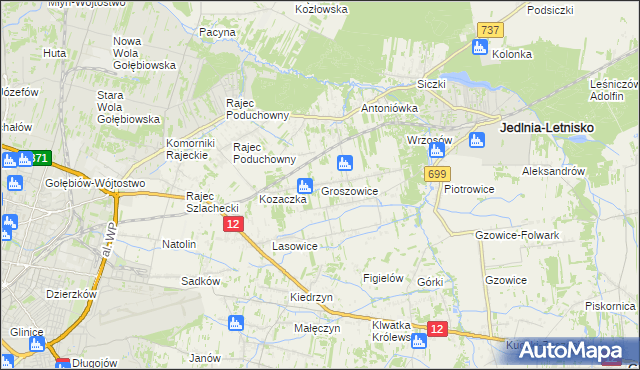 mapa Groszowice, Groszowice na mapie Targeo