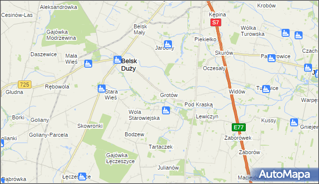 mapa Grotów gmina Belsk Duży, Grotów gmina Belsk Duży na mapie Targeo