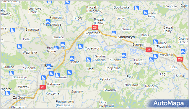 mapa Grudna Kępska, Grudna Kępska na mapie Targeo