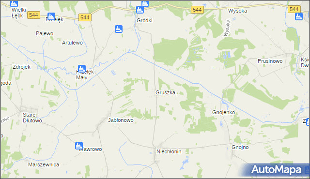 mapa Gruszka gmina Płośnica, Gruszka gmina Płośnica na mapie Targeo