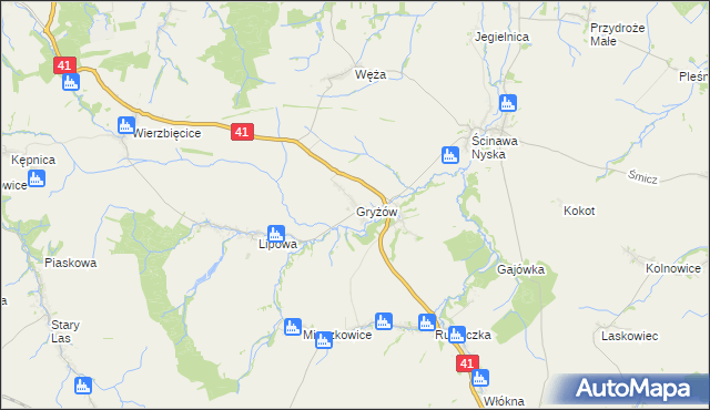 mapa Gryżów, Gryżów na mapie Targeo