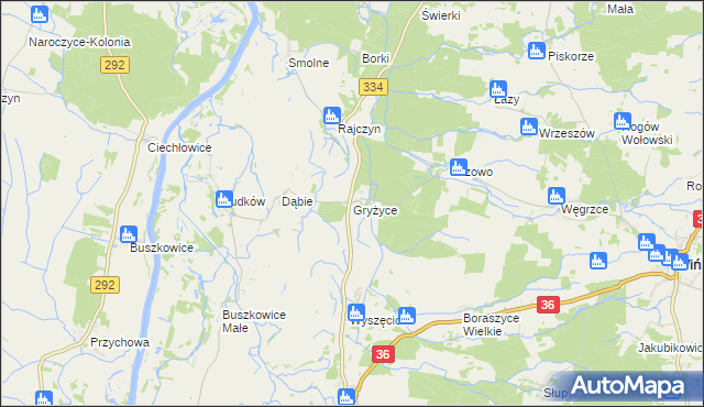 mapa Gryżyce gmina Wińsko, Gryżyce gmina Wińsko na mapie Targeo