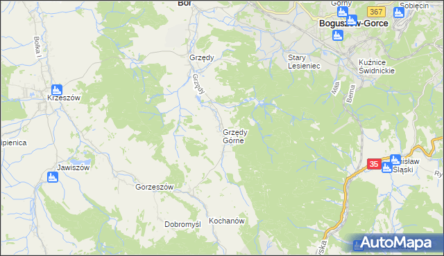 mapa Grzędy Górne, Grzędy Górne na mapie Targeo