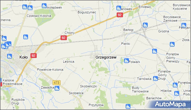 mapa Grzegorzew, Grzegorzew na mapie Targeo