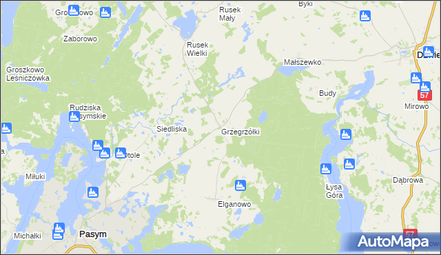 mapa Grzegrzółki, Grzegrzółki na mapie Targeo