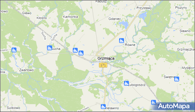 mapa Grzmiąca powiat szczecinecki, Grzmiąca powiat szczecinecki na mapie Targeo