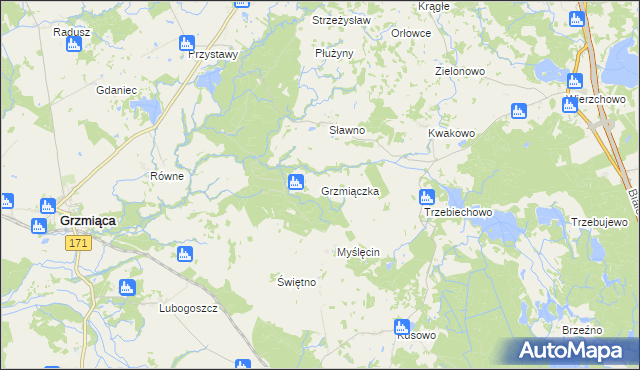 mapa Grzmiączka, Grzmiączka na mapie Targeo