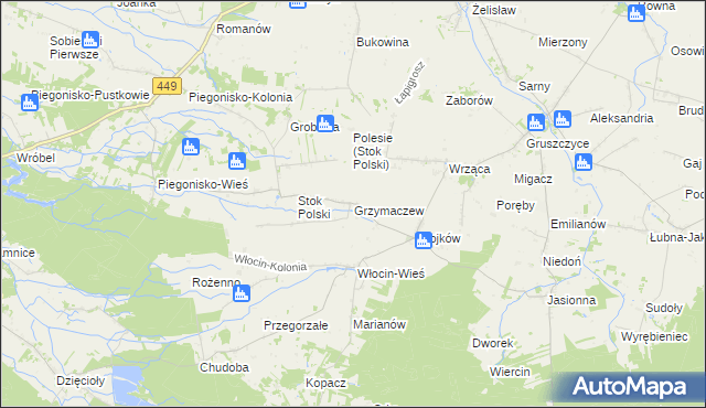 mapa Grzymaczew, Grzymaczew na mapie Targeo