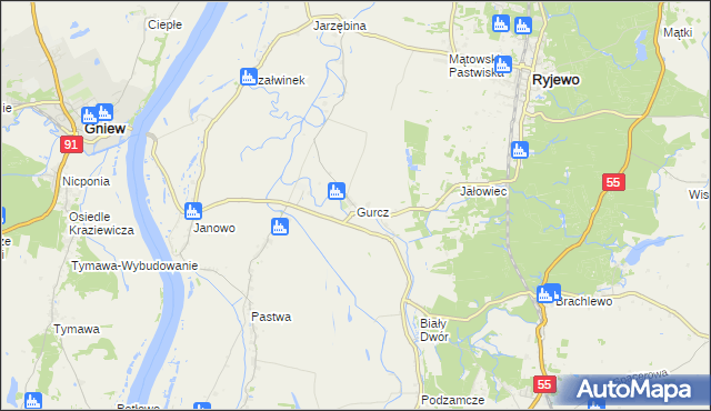 mapa Gurcz, Gurcz na mapie Targeo