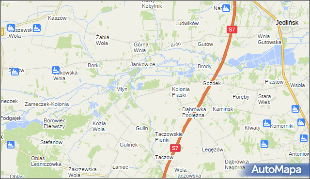 mapa Gustawów gmina Zakrzew, Gustawów gmina Zakrzew na mapie Targeo