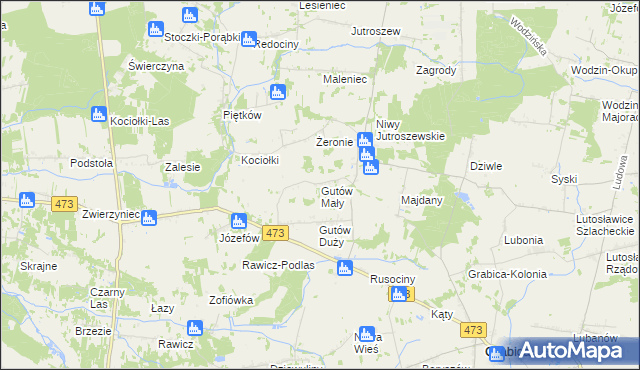 mapa Gutów Mały, Gutów Mały na mapie Targeo