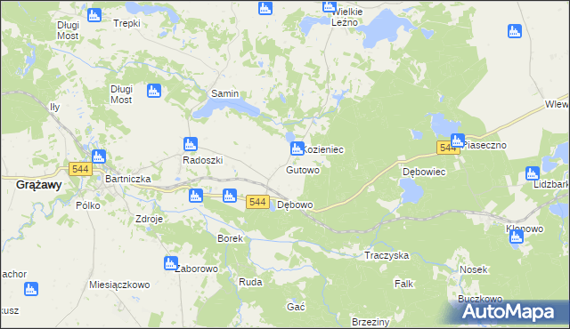 mapa Gutowo gmina Bartniczka, Gutowo gmina Bartniczka na mapie Targeo