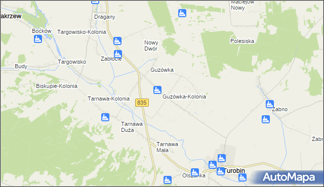 mapa Guzówka-Kolonia, Guzówka-Kolonia na mapie Targeo