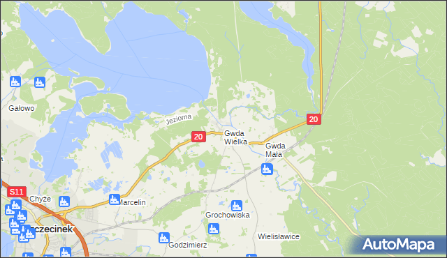 mapa Gwda Wielka, Gwda Wielka na mapie Targeo