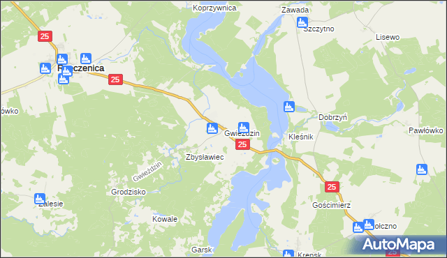 mapa Gwieździn, Gwieździn na mapie Targeo