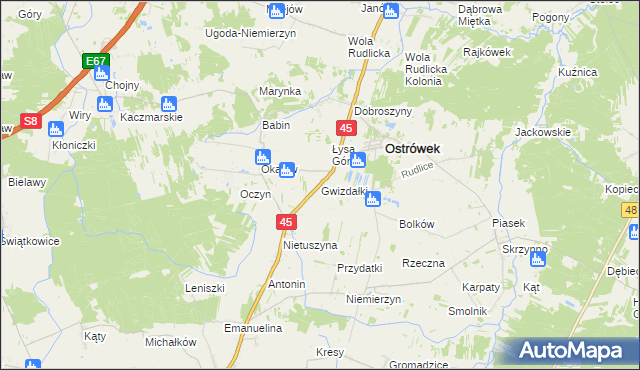 mapa Gwizdałki, Gwizdałki na mapie Targeo