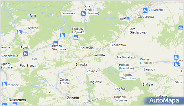 mapa Gwizdów gmina Leżajsk, Gwizdów gmina Leżajsk na mapie Targeo