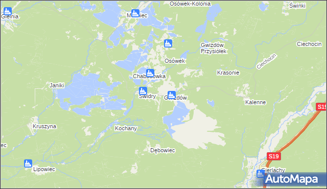 mapa Gwizdów gmina Modliborzyce, Gwizdów gmina Modliborzyce na mapie Targeo