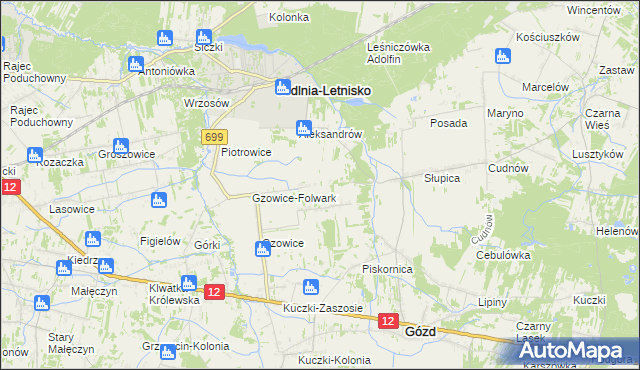 mapa Gzowice-Kolonia, Gzowice-Kolonia na mapie Targeo