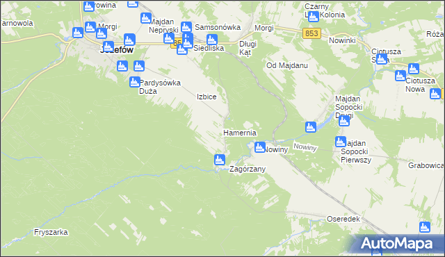 mapa Hamernia gmina Józefów, Hamernia gmina Józefów na mapie Targeo