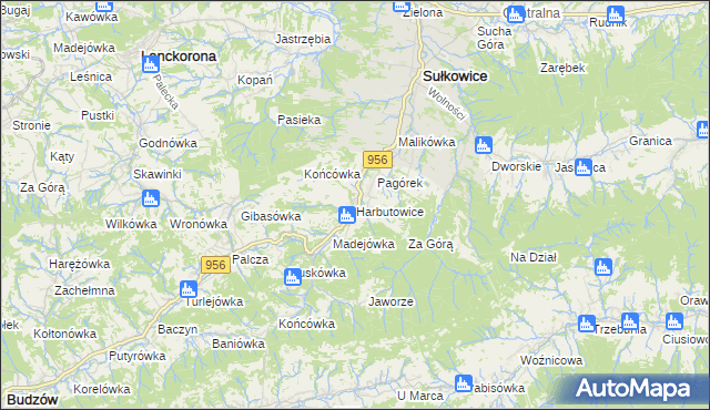 mapa Harbutowice gmina Sułkowice, Harbutowice gmina Sułkowice na mapie Targeo