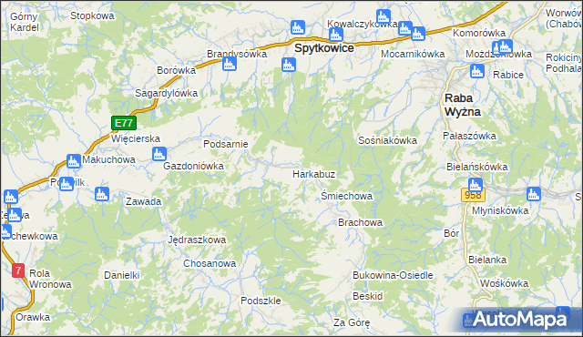 mapa Harkabuz, Harkabuz na mapie Targeo